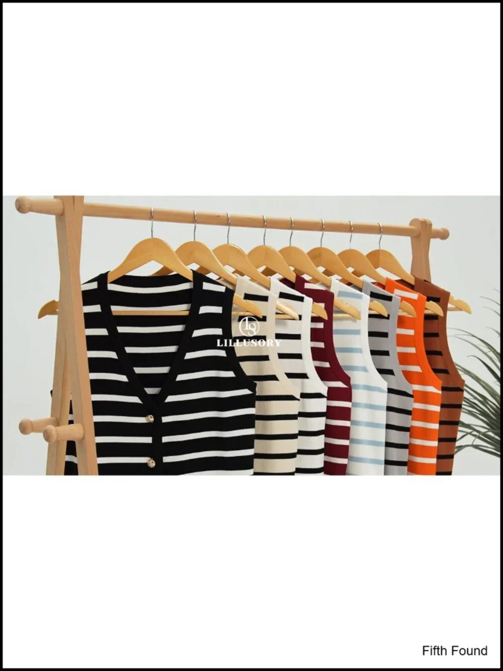 Button Up Striped Vest Top, V Neck Sleeveless Tank, Knit Business Casual Outfits